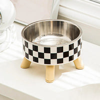 Pet cat and dog bowl polka-dot plaid stainless steel anti-slip easy to clean