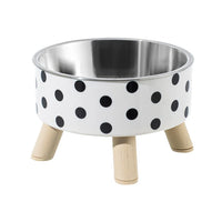 Pet cat and dog bowl polka-dot plaid stainless steel anti-slip easy to clean